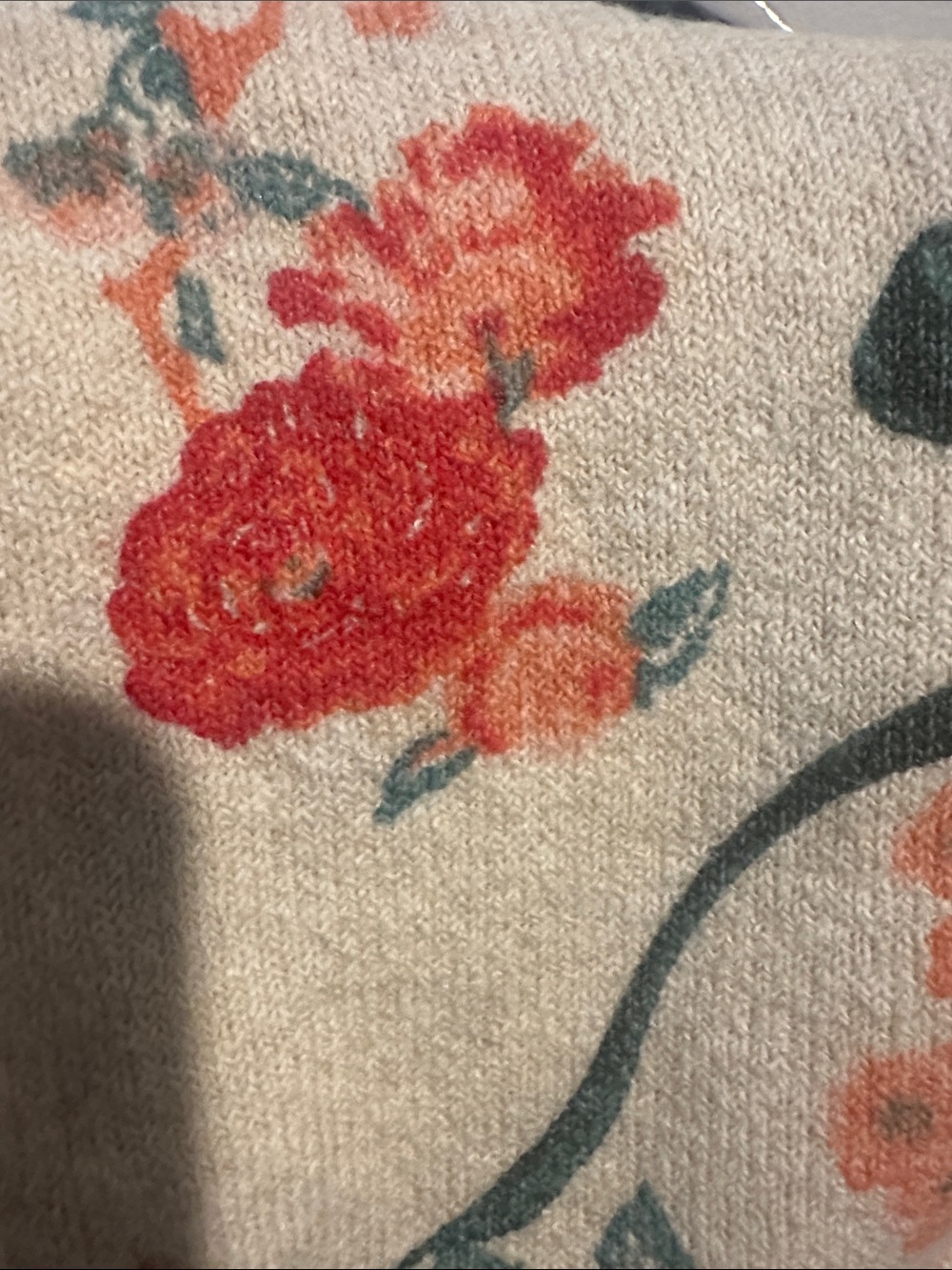 LC Lauren Conrad Beige Crewneck Sweater with Coral Floral Print - Picture 5 of 6
